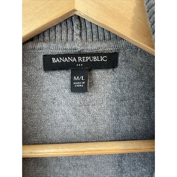 Banana Republic Sweater Vest Grey Open Front Cardigan Collared Womens M/L - Picture 3 of 5